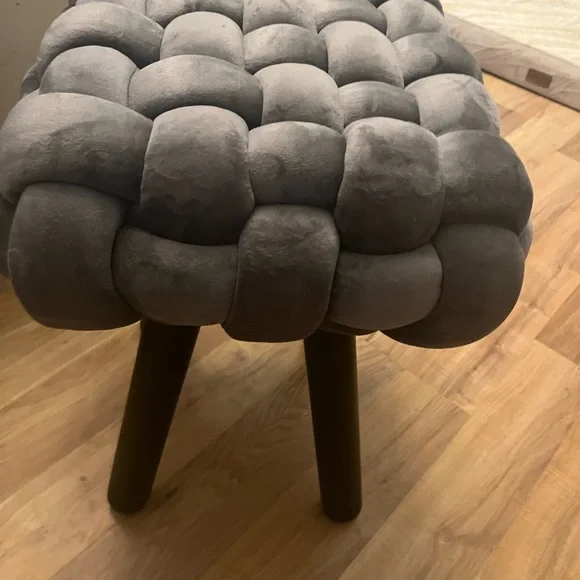 Vanity Stool,Square Ottoman Stool Foot Rest,Upholstered Vanity Chair Foot Stool - Picture 6 of 9